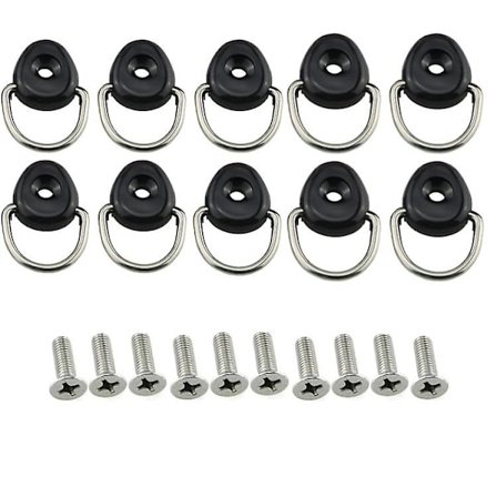 10 stk. Kajakk D-ring, Svart spenne Kano D-surringsløkke, Kano D-surringsring, Kajakk-surringsløkke