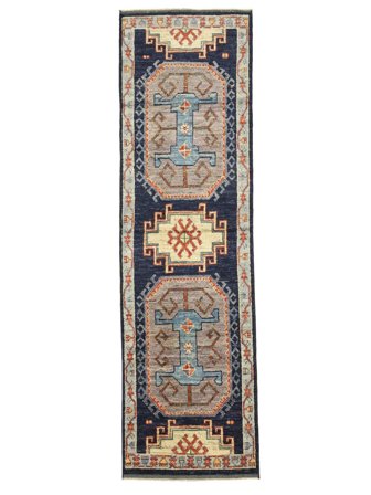 Tappeto Orientale Kazak Fine 87X302 Passatoie Marrone/Nero (Lana, Afghanistan)