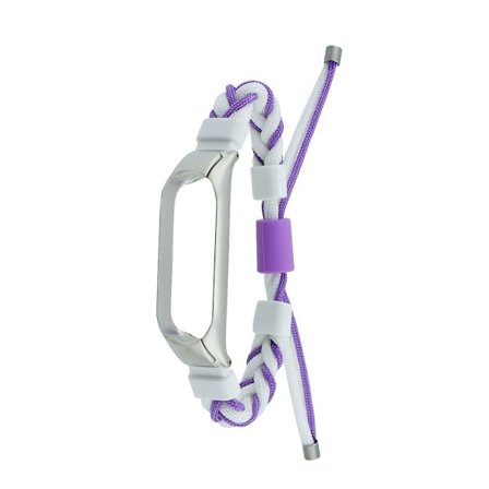 Vit Lila Vit Lila Flätad Sladd Nylon Klockarmband kompatibelt med Xiaomi Mi Band 8