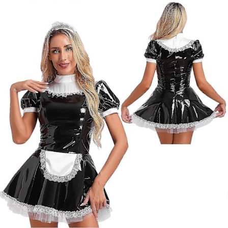 Kortarmet tjenestepikekjole for kvinner, kostyme for cosplay-temafester Halloween Maskerade Clubwear Lolita-antrekk - Perfekt