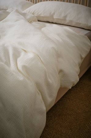 Jotex - Dynetrekksett i Musselin Enkeltseng Naturhvit - AMILIA - Kjøp Enkeltseng hos Jotex