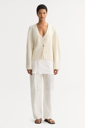 Soft Goat - V-neck cardigan - Kaschmirpullover für Damen - L - Feather White