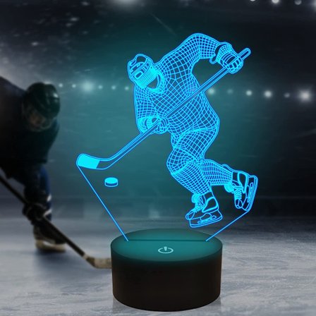 Hockey nattlampa, ishockeyspelare 3D illusionslampa för B