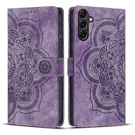 Supererbjudande till lågt pris! Frostat Läderfodral för Mandala Emed Retro Telefon Lila Purple-Glad