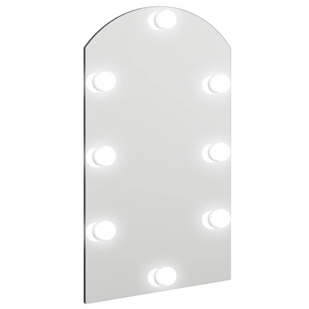 vidaXL Spegel med LED-lampor 70x40 cm glas valvformad (335864+326088)