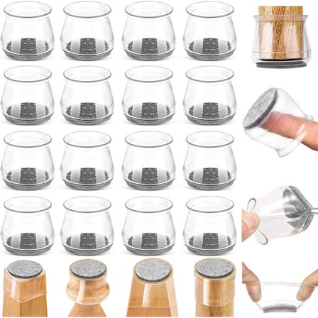 16 stk. stolbenbeskyttere til gulvbeskyttelse, runde, firkantede