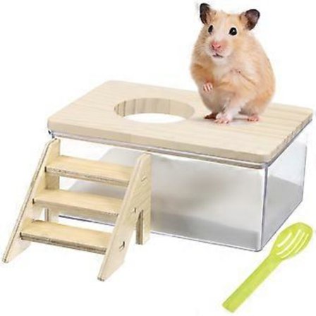 1 Set Hamster Sandbad Chinchilla Dammbad Litet Djur Sandlåda Sandbehållare Med Klätterstege