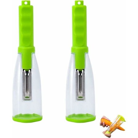 Äppelskalare med behållare Grönsaksskalare Julienneskalare halkfritt handtag för kök Frukt Gurka Morot Äpple Kiwi Triomphe 2 st