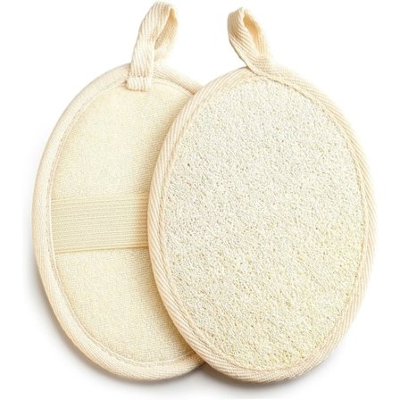 Sett med 2 naturlige loofah eksfolierende svamper - Miljøvennlig dusjsvamp for kroppen - Eksfolierende badehanske for menn og kvinner - Ideell for 