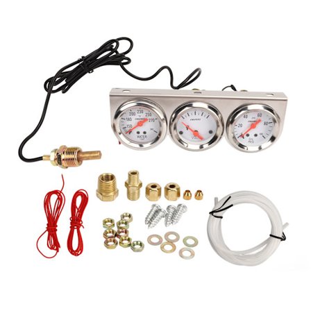 52mm bil trippelmåler kit hvit urskive 12V oljetrykk Vanntemperatur voltmeter Bilmåler med sensor