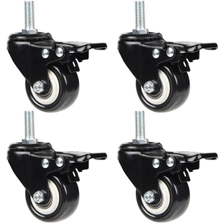 4 Svingbare Hjul 50mm Hjul til Møbeltransport, 40kg Belastningskapacitet Hver, M10 Skrue