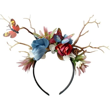 Sarvet Kukat Panta, Perhoset Kukat Sarvet Hiusvanne Säädettävä Kukkapanta Kukka Seppele Kruunu Christille