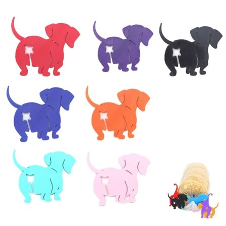 Fargerike brødklyper med Dachshund - 3D-printet, gjenbrukbare og morsomme hundeformede lukkere for brød, chips og matoppbevaring