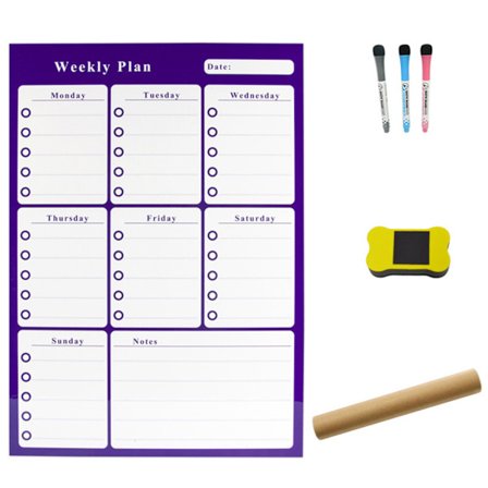 Raderbar kalender för kylskåp Magnetiska whiteboard-kalendrar Månads-/veckoplanerare Organizer Daglig anteckningsbok