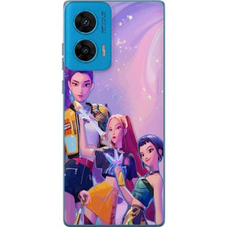 Kompatibelt Mobildeksel til Motorola G96 Futuristiske popdamer i neonfarger med magiske detaljer mot en drømmeaktig galaksebakgrunn