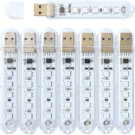 USB-lys, natlys-stik, lille LED-lysbjælke, med 5 lampeperler, til strømstik/bærbar kraftstation, 8 stk. pakke flerfarvet