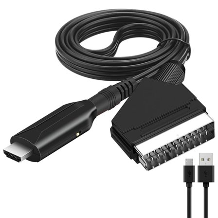 1080P SCART til HDMI-kompatibel konverteradapter, SCART-indgang til HDMI-kompatibel udgang Video Audio Converter-kabel