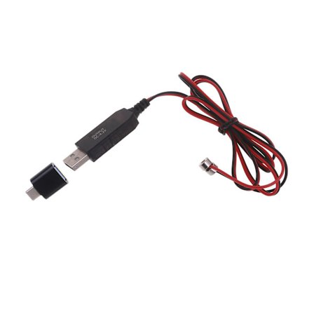 Magnetisk USB 4..2V ladekabel + Type-C-adapter for 3.7V 14500 16340 batterier oppladbar litiumbatteriladeledning