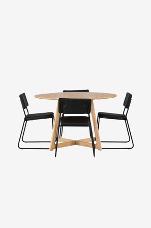 Venture Home - Matgrupp Yadikon med 4st stolar Kenth - Brun - Matgrupp 4 personer - Från Homeroom