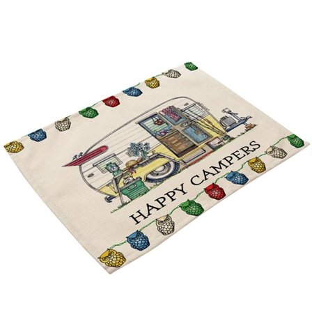 Unikt designet delikat miljøvennlig tegneserie camping RV bomull lin duk (MC0046-1)