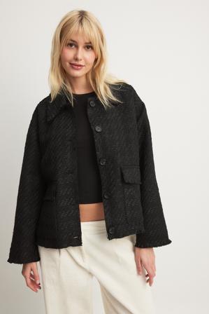 NA-KD Veste en tweed - Vestes surchemises - Noir - EU 44