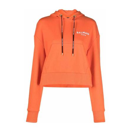 Balmain, Hoodie Oranje, Dames, Maat:M