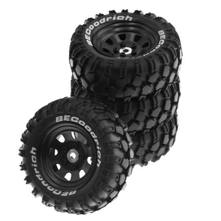 4 st 93 mm Metall 1,9 tum Beadlock Hjulfälg Gummiband Set för 1/10 Rc Crawler Bil, 12 mm Adapter, bl (FMY)