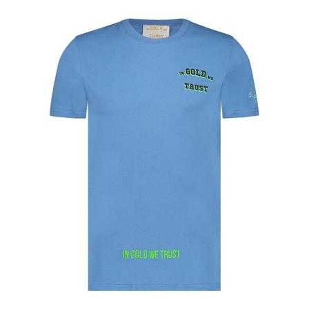 In Gold We Trust, T-Shirt Blauw, Heren, Maat:M