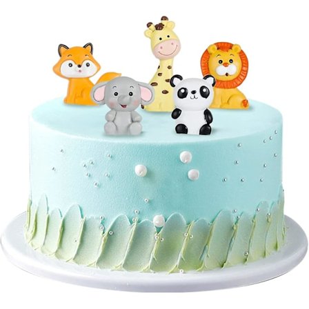 5 stk. Sukkerfigurer Dyr Skovkage Topper Jungle Zoo Safari Cupcake Topper Jungle Kage Topper Tandstikker Til Kage Toppers Børn Baby Dreng Drenge Bi
