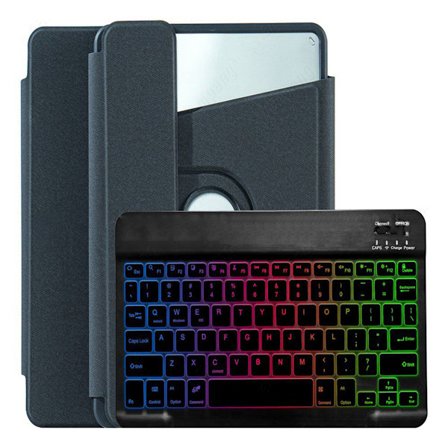 360° Kääntyvä Bluetooth-näppäimistökotelo, jossa vasen kynäpaikka, yhteensopiva Samsung Tab S8+/S7+/S7 FE 12.4 (X800/T97