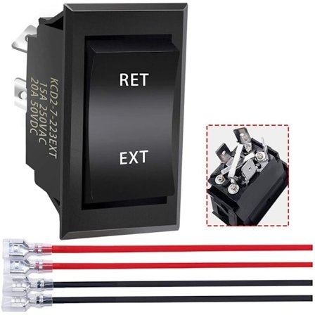 12V 3-posisjons polaritetsomvendingsbryter Momentan DC-motorstyring DPDT 4-pin (PÅ)-Av-(PÅ) 20A RV-bryter for 5. hjul tunget tilhenger KCD2-7-223-4