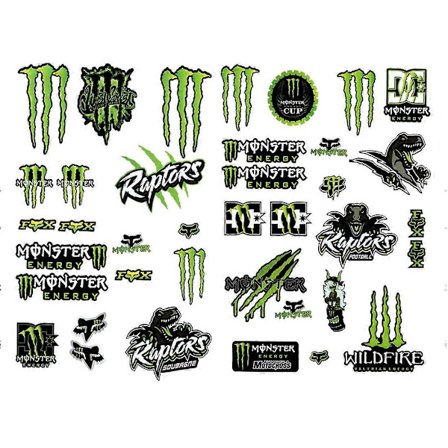 Monster Energy Klistremerkeark, Klistremerker for motorsykkelentusiaster, Motocross-sykkel [BR]