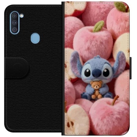 Kompatibelt Lommeboketui til Samsung Galaxy A11 Stitch blant rosa fluffy epler med teddy og søt kawaii-estetikk