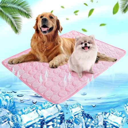 Cooling Mat for Dogs and Cats - For Summer - Self-Cooling - Washable - Waterproof Cooling Pad - Non-Slip - Comfortable - Pink Color - M (60 x 50 cm)