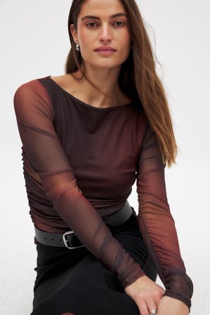 NA-KD Haut drapé à manches longues - - Multicolore - XS (EU 32)