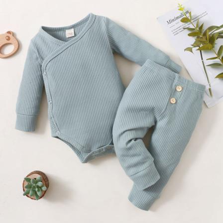 2 St Baby Flickor Pojkar Nyfödda Enfärgade Outfits Toddler Lång