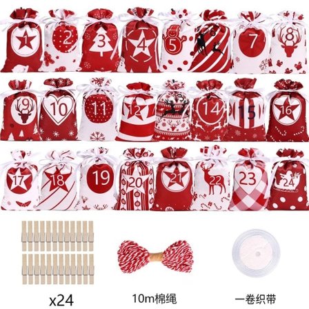 Jul Advent Kalender Taske Jule Gave Tasker Med Klips Væg Hængende Snøre Taske