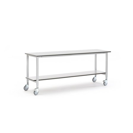 Mobile Werkbank MOTION mit Zwischenboden, 2000 x 600 mm, grau