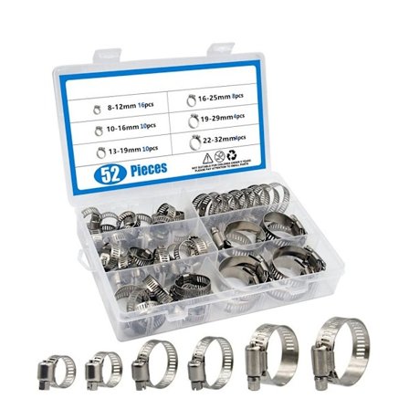 52 stk. slangeklemmer sett halsbøyle sortiment