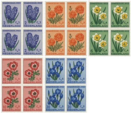 Holland 1953 - NVPH 602-606 - 4-blok - Postfrisk