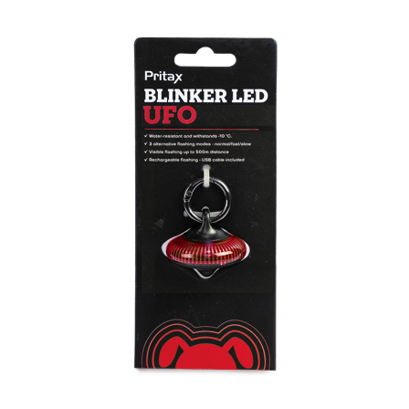 Pritax - Blinkende LED UFO, 5x6,5cm, rød - Hund - Halsbånd - ZOO.no