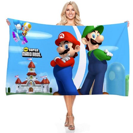 75*150cm Super Mario Tegneserie Badehåndkle Strand Mikrofiber Håndkle Skilpadde Barnepresenter