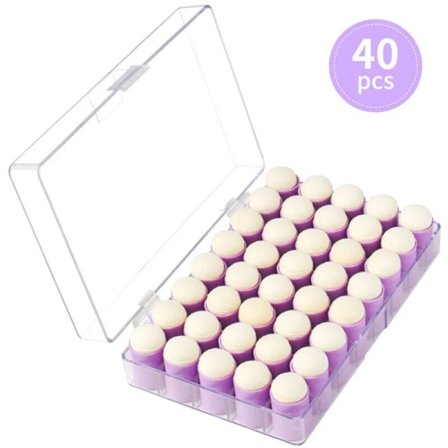 40 kpl sormen sieni leimasin setti säilytyskotelolla maalia, onnittelukortteja, käsityötuotteita jne, violetti