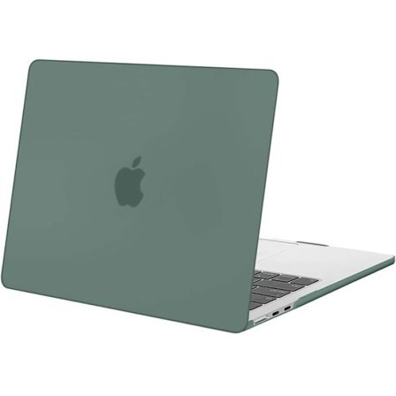 Skal för MacBook Air 13 tum M4 M3 M2 2025 2024 2022, Stötsäkert skydd med ventilationsöppning Mörkgrön Transparent