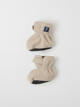 Polarn O. Pyret - Windproof fleece booties for baby - 13|15 - Childrenswear - beige