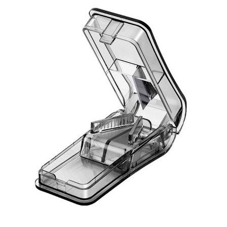 Pilledeler til at skære og knuse små og store tabletter, tabletdeler til at dele dine piller og transportere dine medicin - Sort