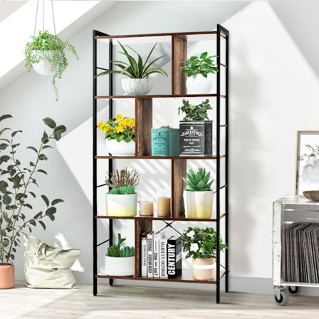 COSTWAY 5-lags industriel reol 74 x 30 x 154,5 CM, opbevaringshylde med justerbare fodpuder