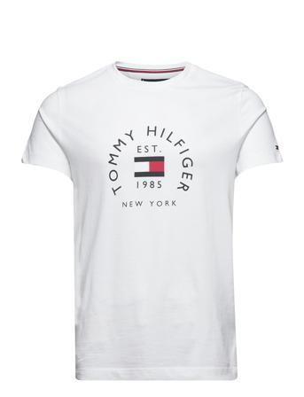Hilfiger Flag Arch Tee T-shirts Short-sleeved Vit Tommy Hilfiger