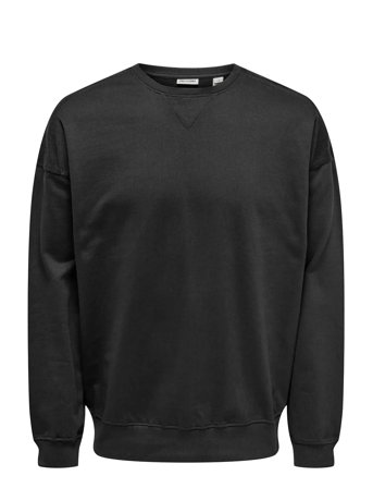 ONLY & SONS Onsevans Vtg Ls Crew Tonal Block - Black - L