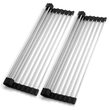 Diskställ Rostfritt stål Torkställning Rullbar Vikbar 2-pack